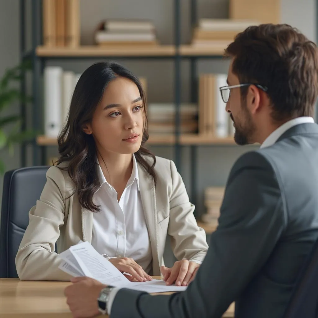 Analista financiero en consulta personalizada con un cliente